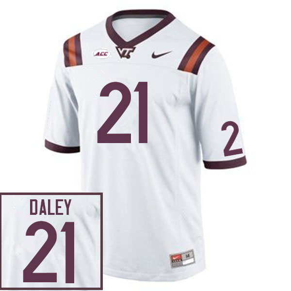 Men #21 Tae Daley Virginia Tech Hokies College Football Jerseys Sale-White - Click Image to Close
